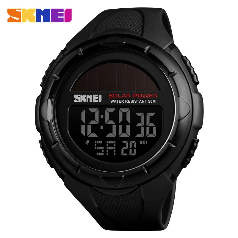 SKMEI 1405 Solar Sport Digital Mens Wristwatch Military LED Display Watch for Men Waterproof Shockproof Clock Reloj Hombre 1251
