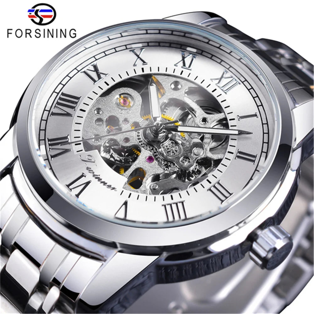 FORSINING 349 Premium Manual Mechanical Watch - Luxury Hollow Skeleton Business Timepiece