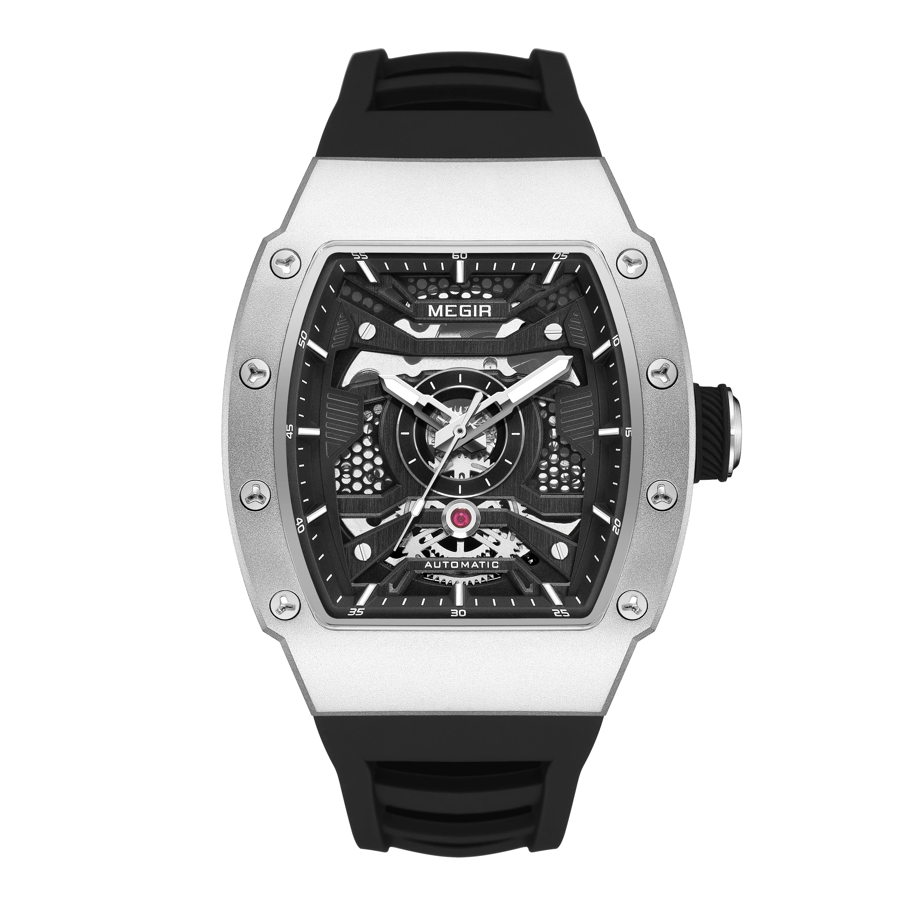 MEGIR Mens Watches Skeleton Mechanical Automatic Wristwatches Luminous Waterproof Large Dial Casual Watch Clock Gift for Men