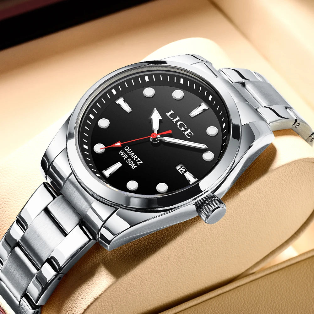 LIGE SlimTech Pro - Ultra-Thin 5ATM Waterproof Sport Chronograph