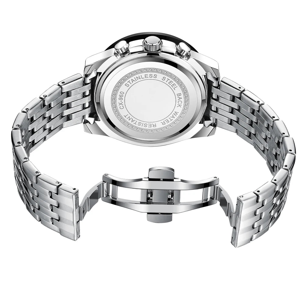 Luxury Sport Chronograph Watch - Waterproof Quartz Timepiece with Multi-Function Display
