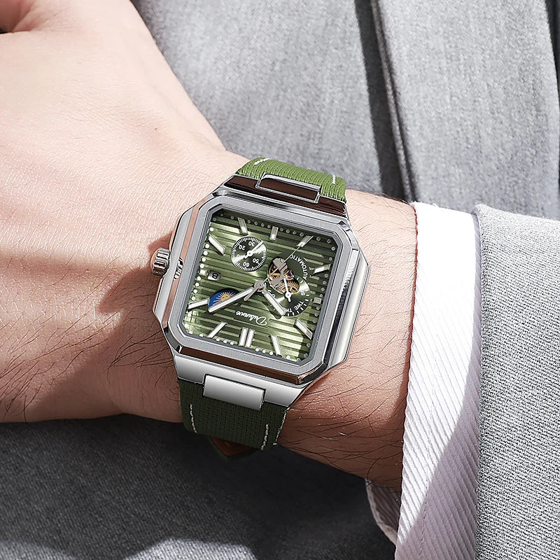 Fashion Men's Moon Phase Sport  Watch Automatic Mechanical Waterproof Luminous Wrist Watches Men Clock Horloges Mannen