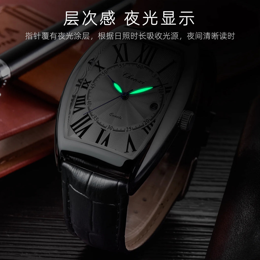 Vintage Arabic Dial Calendar Watch - Waterproof Leather Casual Quartz for Men