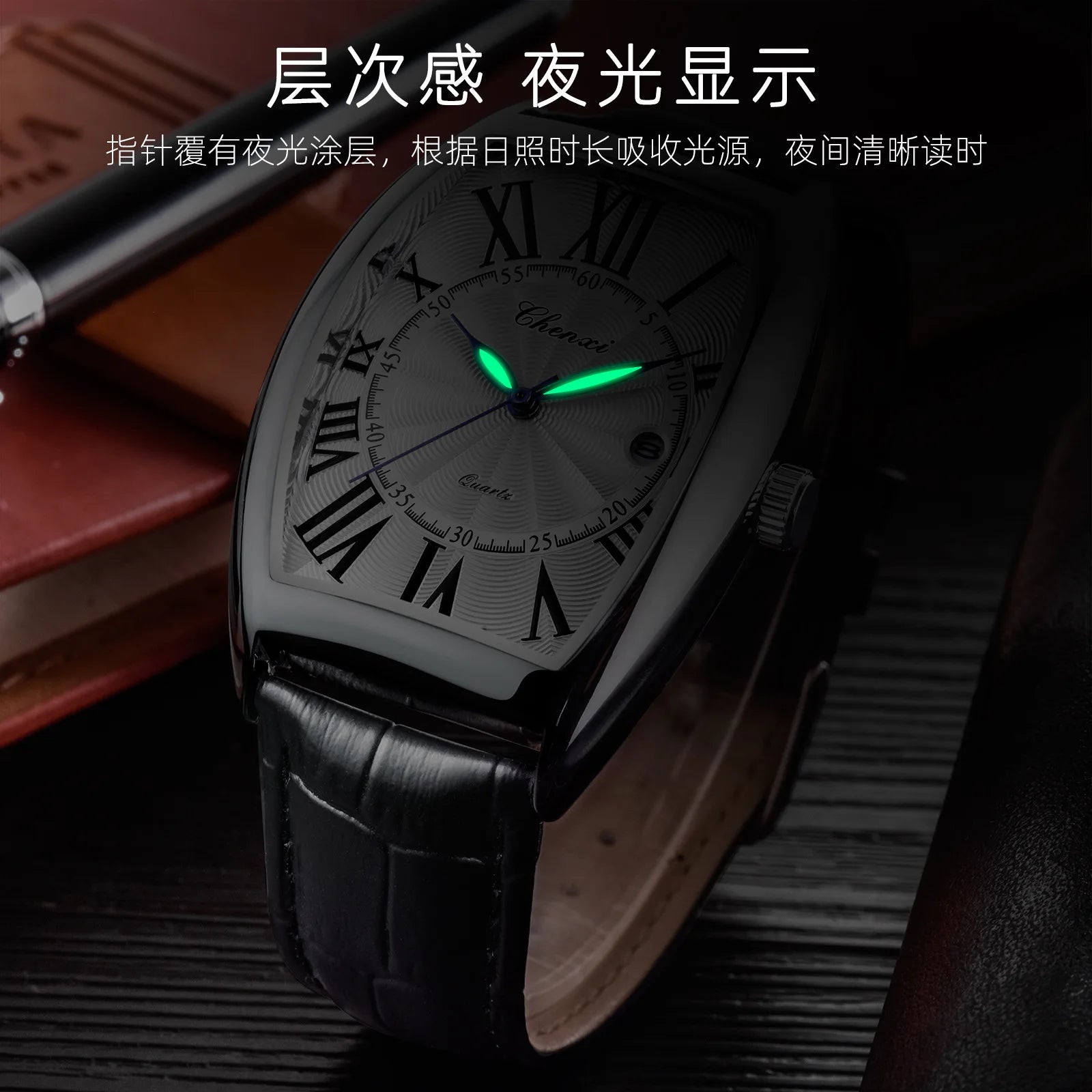 Vintage Arabic Dial Calendar Watch - Waterproof Leather Casual Quartz for Men