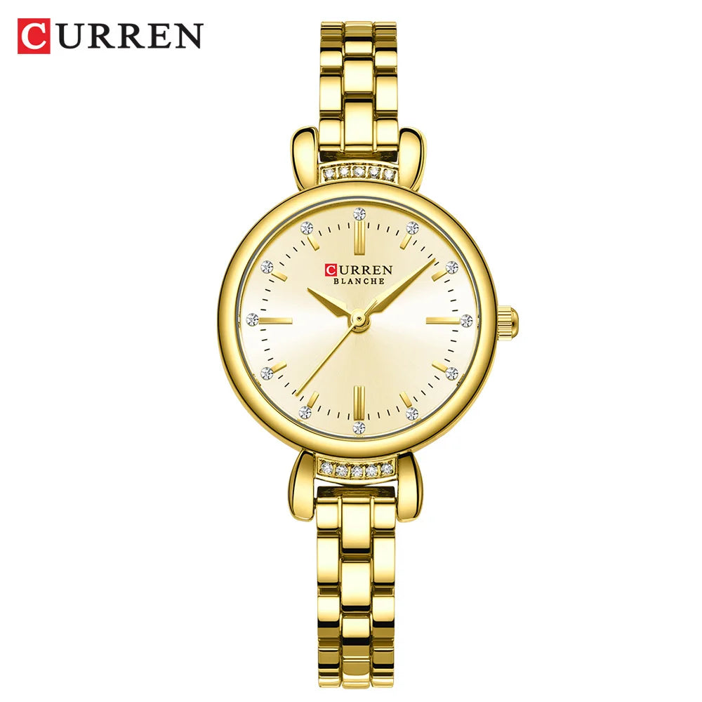 CURREN-Elegant Dress Watch for Women, Luxurious and Exquisite, 28mm Dial with Shinning Rhinestone, Quartz Wristwatch, New