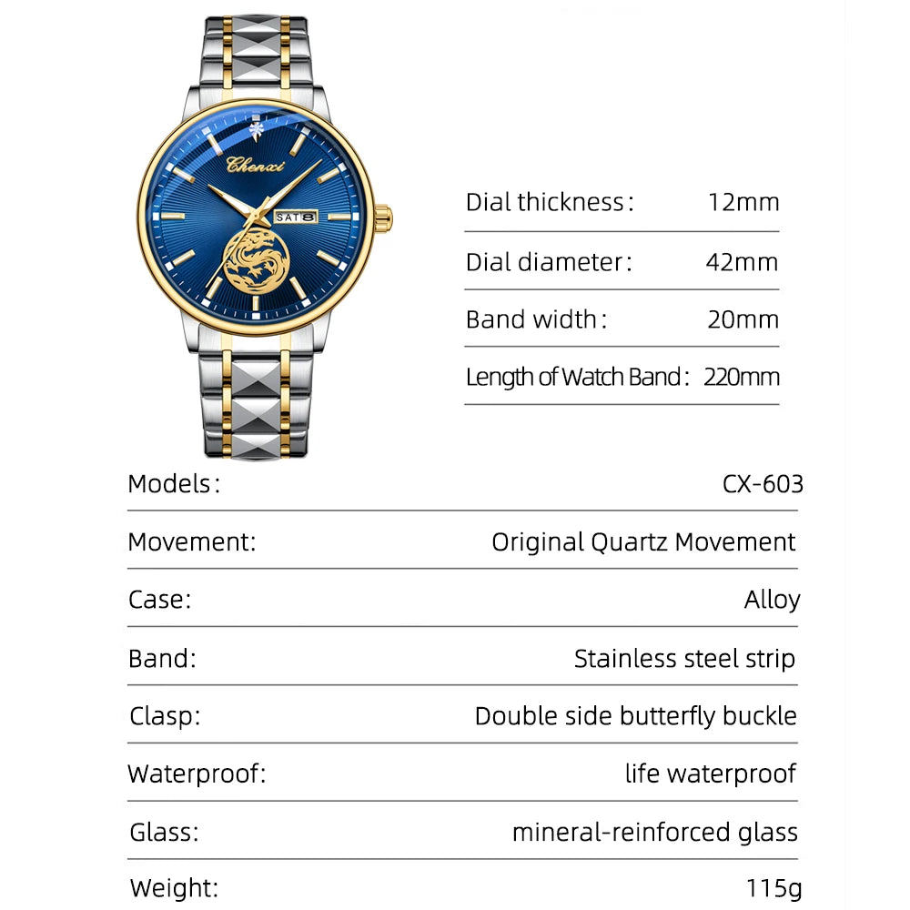 Premium Sport Waterproof Watch - Luxury Casual Quartz Timepiece for Men