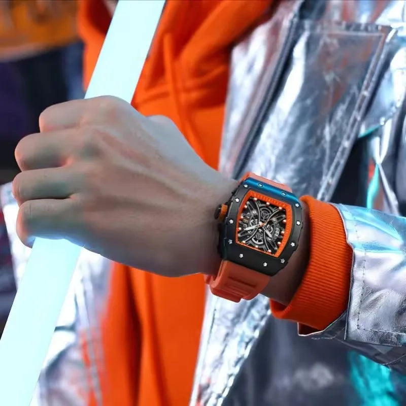 CURREN 8438 Men's Waterproof Sports Watch - Quartz Calendar Night Light Silicone Strap