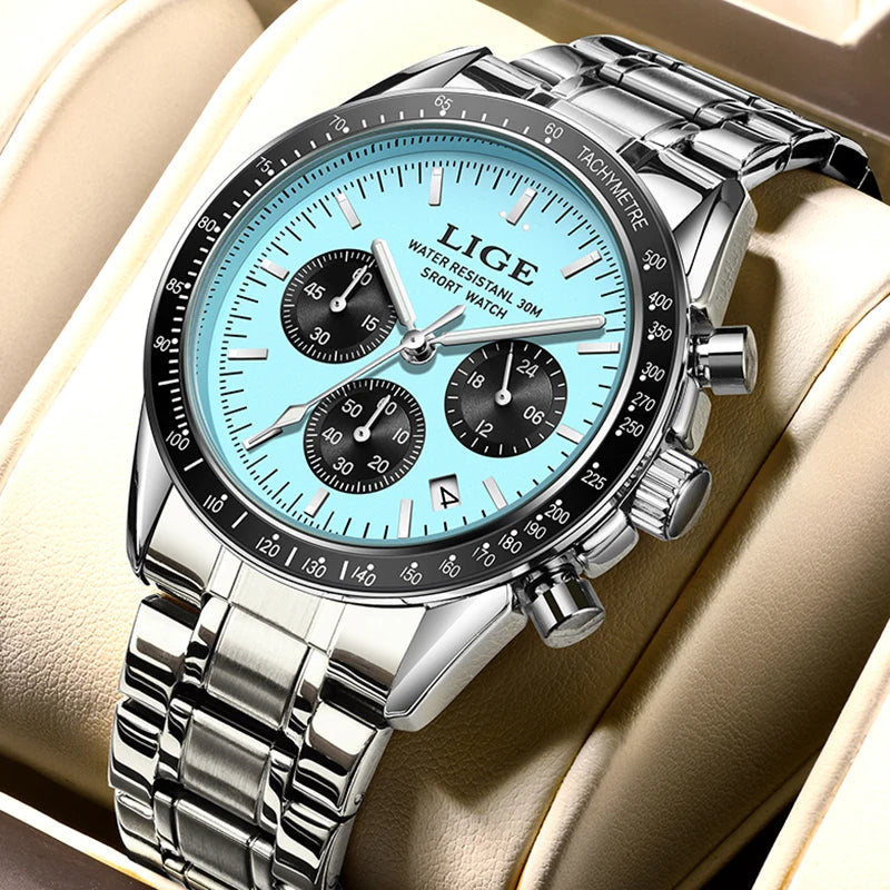 LIGE Titanium Pro - Full Steel Waterproof Business Chronograph