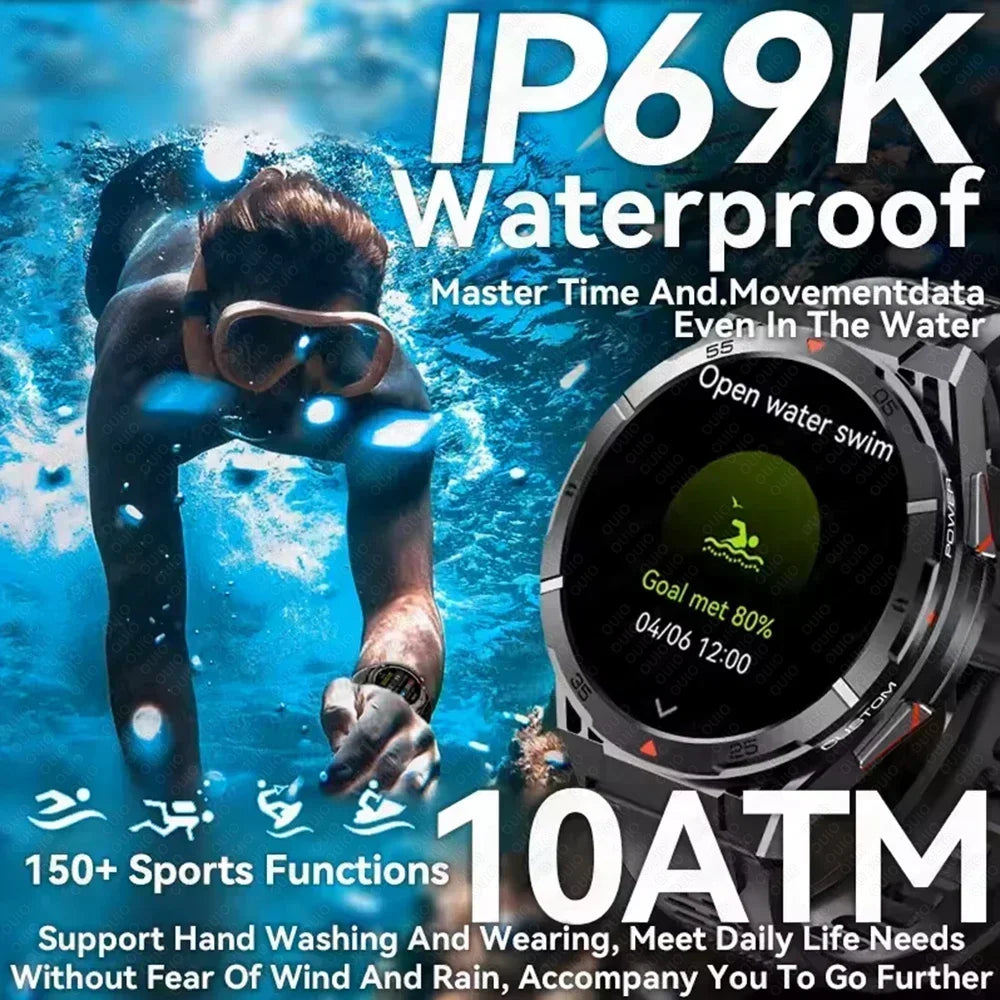 2025 New Dual-Band satellite GPS SmartWatch Men 1.43'' AMOLED Screen IP69 5ATM Waterproof Compass Heart Rate BT Call SmartWatch