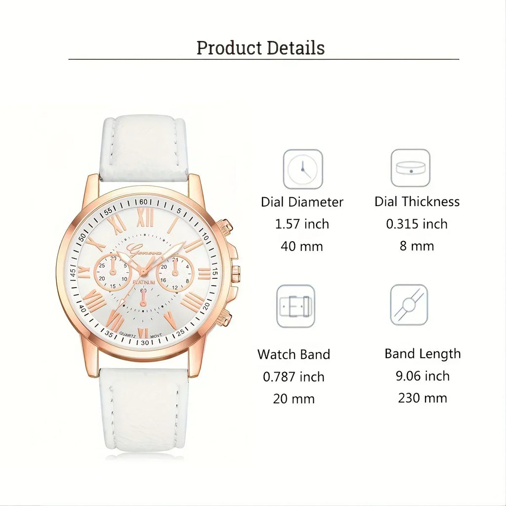 Elegant Women's Quartz Watch with Roman Numerals and Pointer