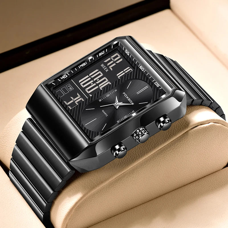 LIGE DualTech Pro - Luxury Dual Display Analog-Digital Watch