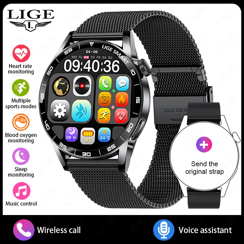 LIGE VoiceLink 2025 - Voice Calling HD Smartwatch IP68 Waterproof