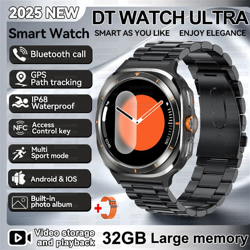 2025 New DT Watch UItra 7 32Gb Large memory AMOLED MP4 Video NFC Men Women HD Bluetooth Call Compass Fitness GPS Tracker Watch