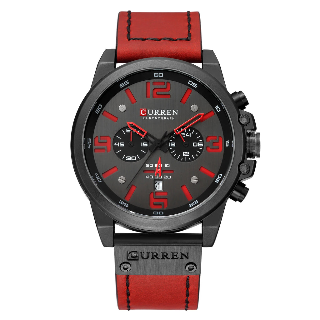 Curren 8314 Men's Business Watch - Luxury Leather Quartz Waterproof Chronograph