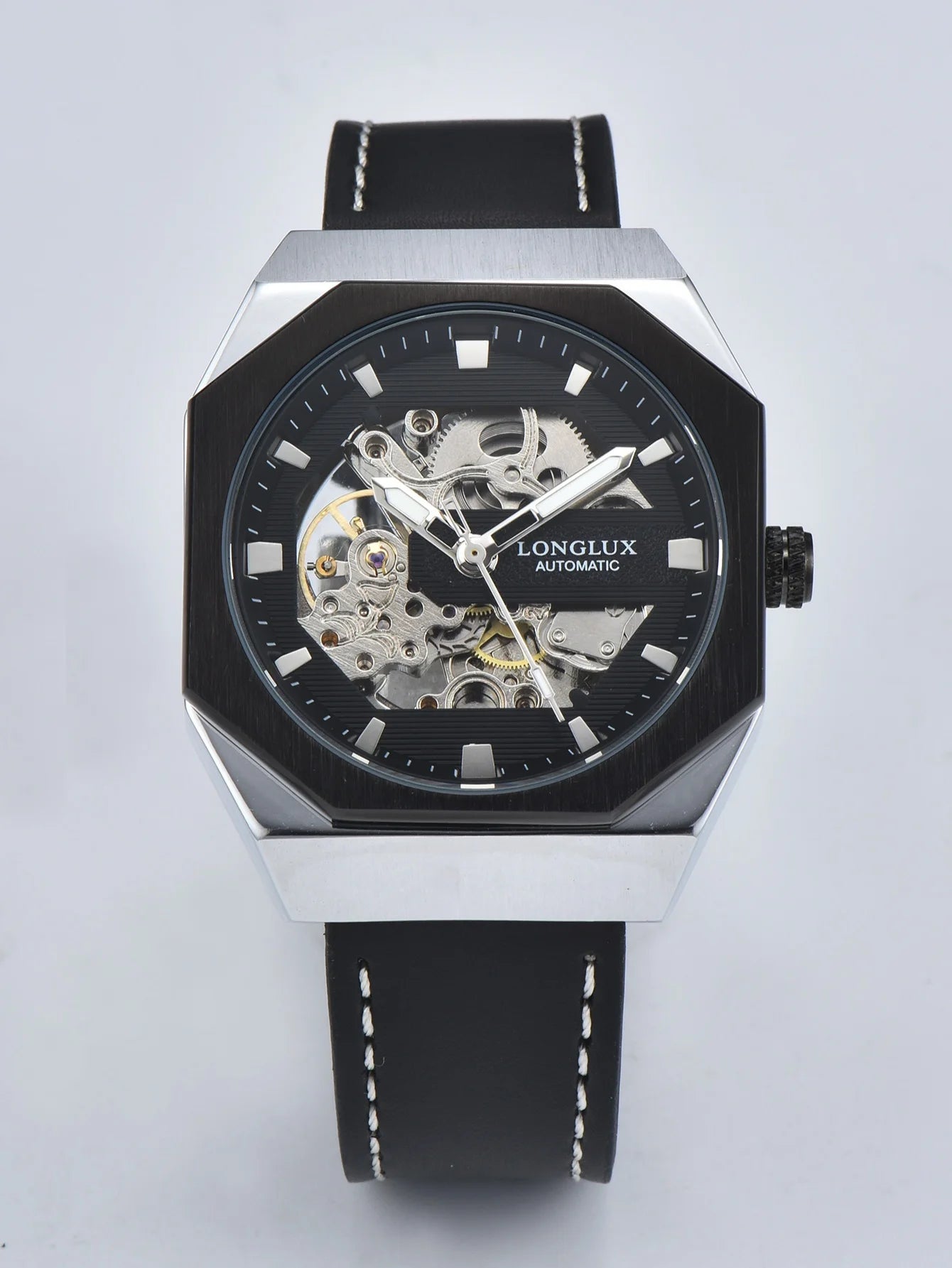 Men automatic watch skeleton waterproof mechanical watches sport outdoors fashion leather mens watch gift For your choice