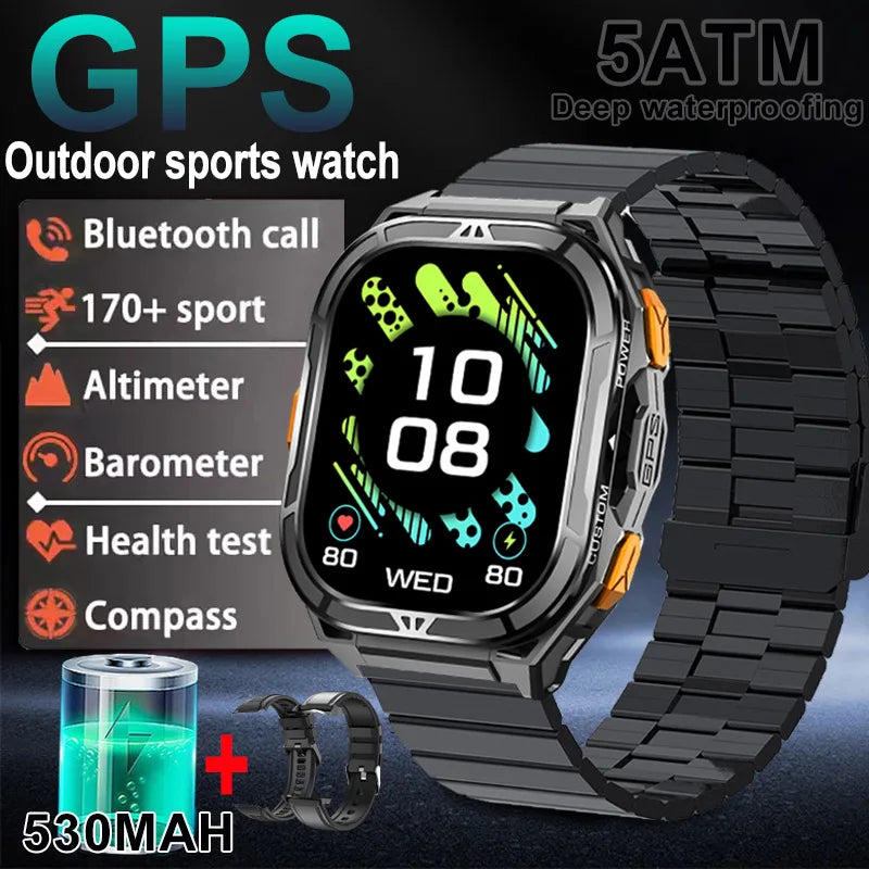 2025 New Dual Frequency GPS Smart Watch Men 1.96-inch HD AMOLED Screen Compass Bluetooth Call 5ATM Waterproof Sports Smart Watch