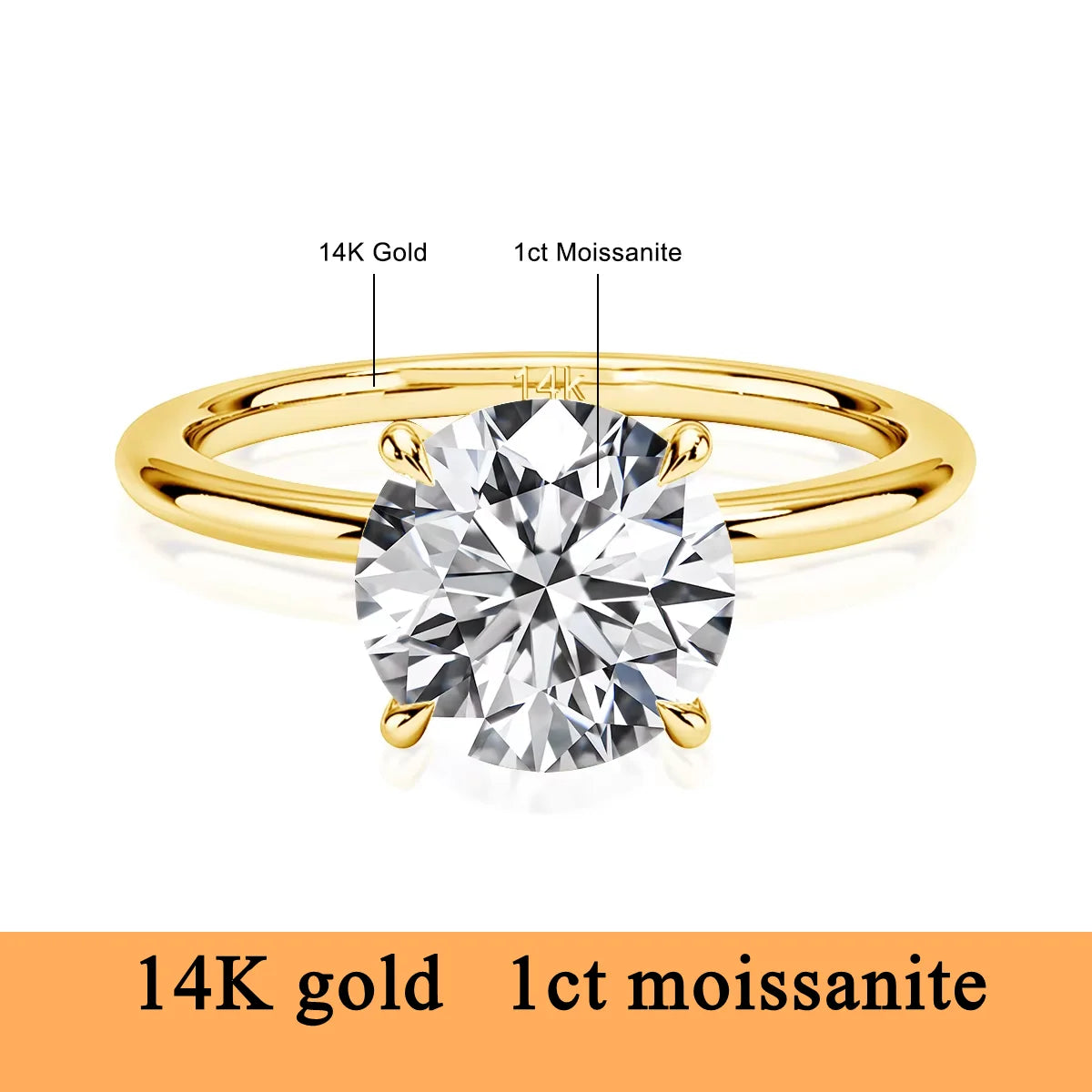 14K Gold Moissanite Women's Ring
