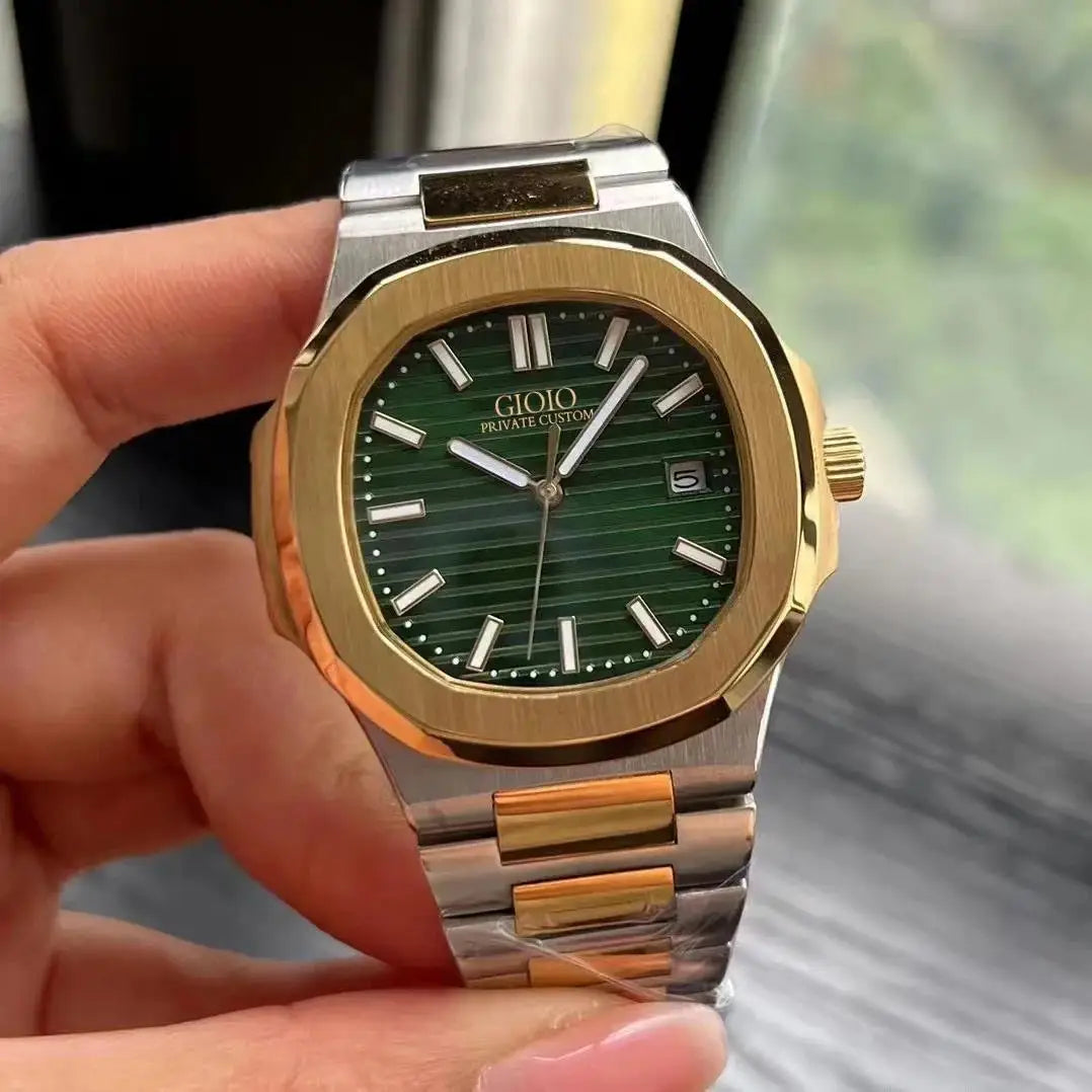 Luxury New Elegant Mens Automatic Mechanical Watch 5711 Simple 904L Stainless Steel Calendar Silver Yellow Gold Blue Green