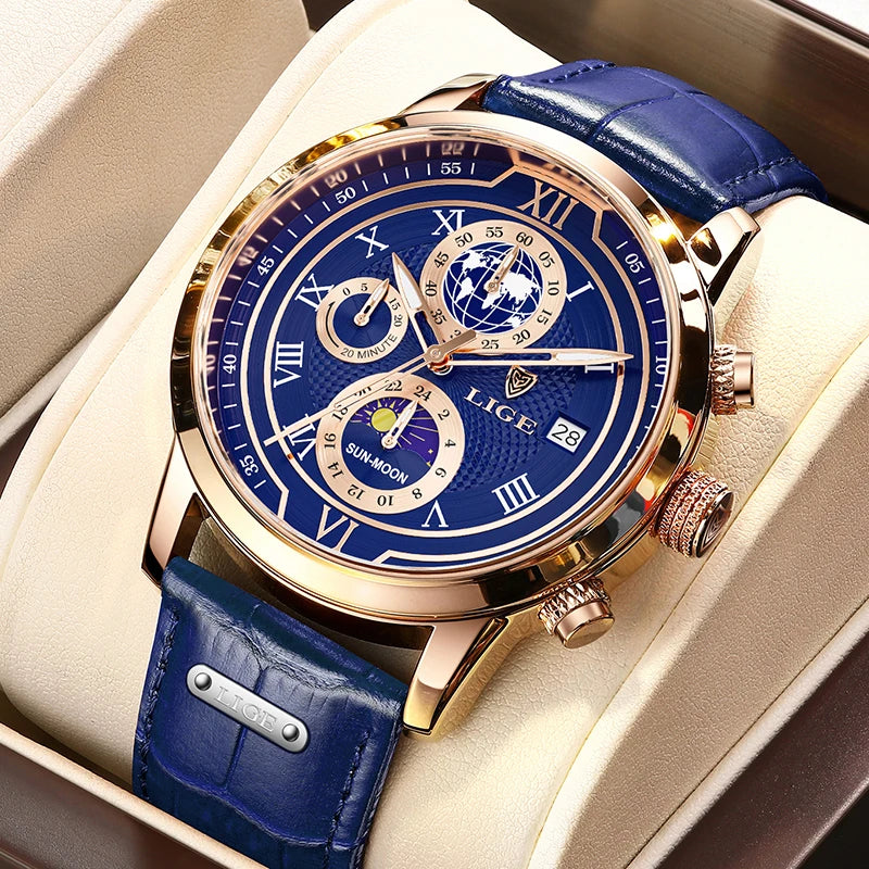 LIGE VersaLux Elite - Luxury Sport-Business Hybrid Chronograph