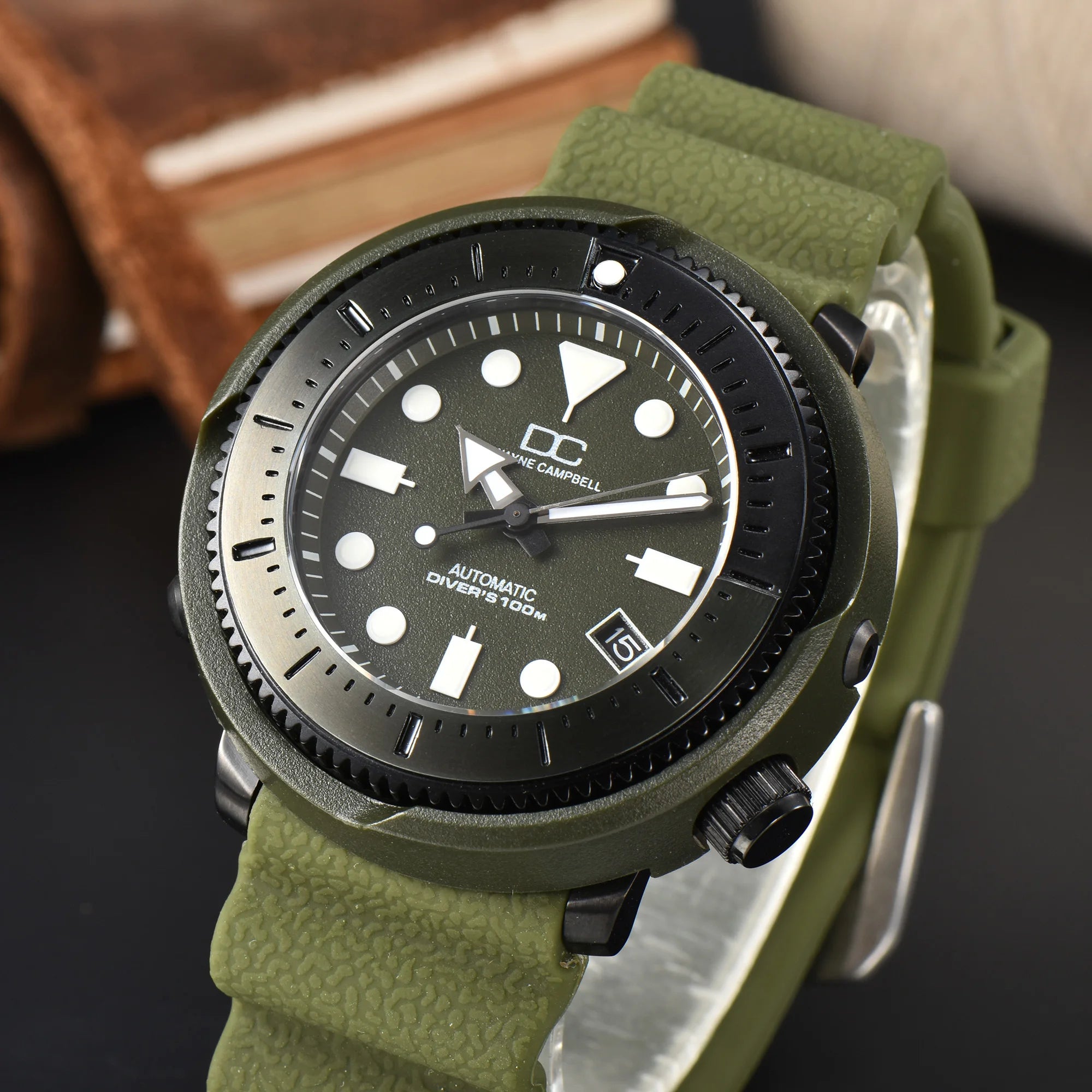 Automatic mechanical watch NH35 with waterproof sapphire glass and rubber strap - trendy, individual and fashionable wristwatch