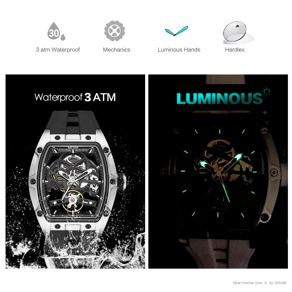 Skeleton Sport Automatic Watch - Silicone Band Waterproof