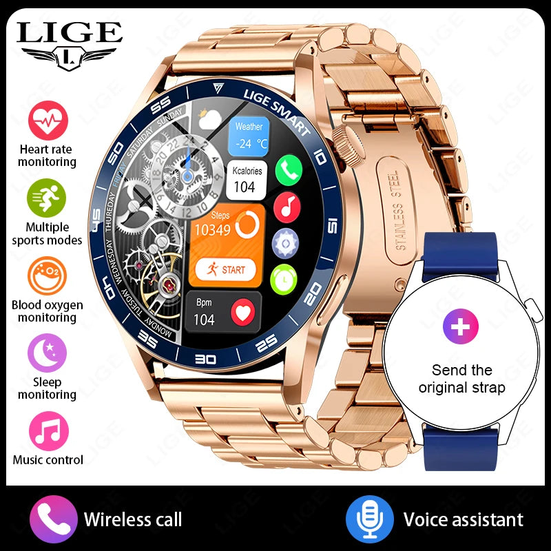 LIGE VoiceLink 2025 - Voice Calling HD Smartwatch IP68 Waterproof