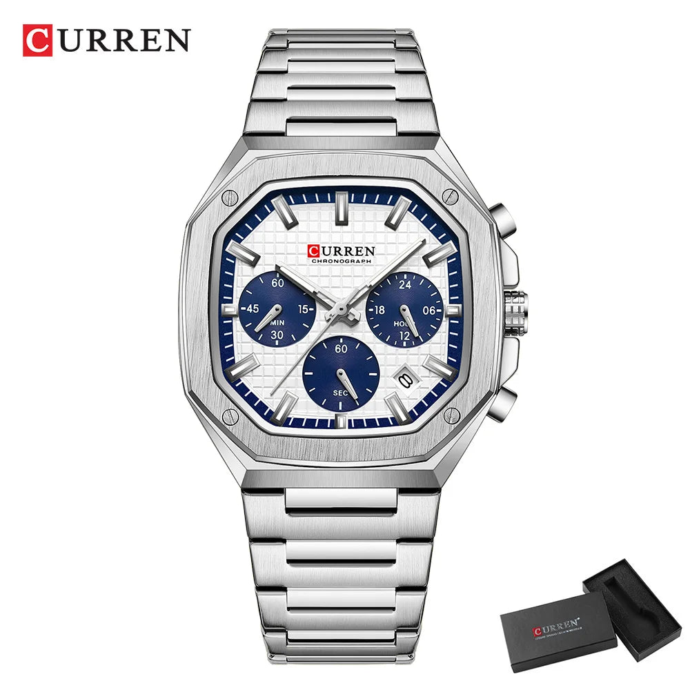 Curren Men's Sports Watch - Multifunctional Luminous Steel Bracelet Timepiece