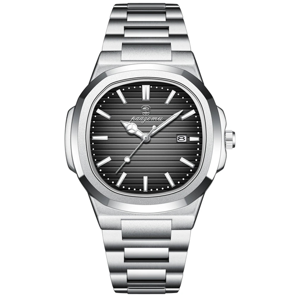 PENGAGAR Trend Men's Watches Classic Fashion Original Quartz Watch for Man Square Dial Waterproof Luminous Date Wristwatch Reloj