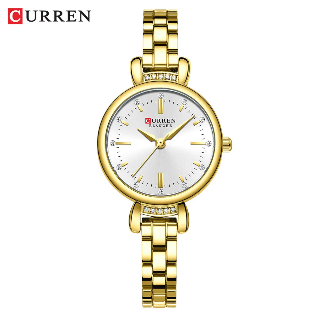CURREN-Elegant Dress Watch for Women, Luxurious and Exquisite, 28mm Dial with Shinning Rhinestone, Quartz Wristwatch, New