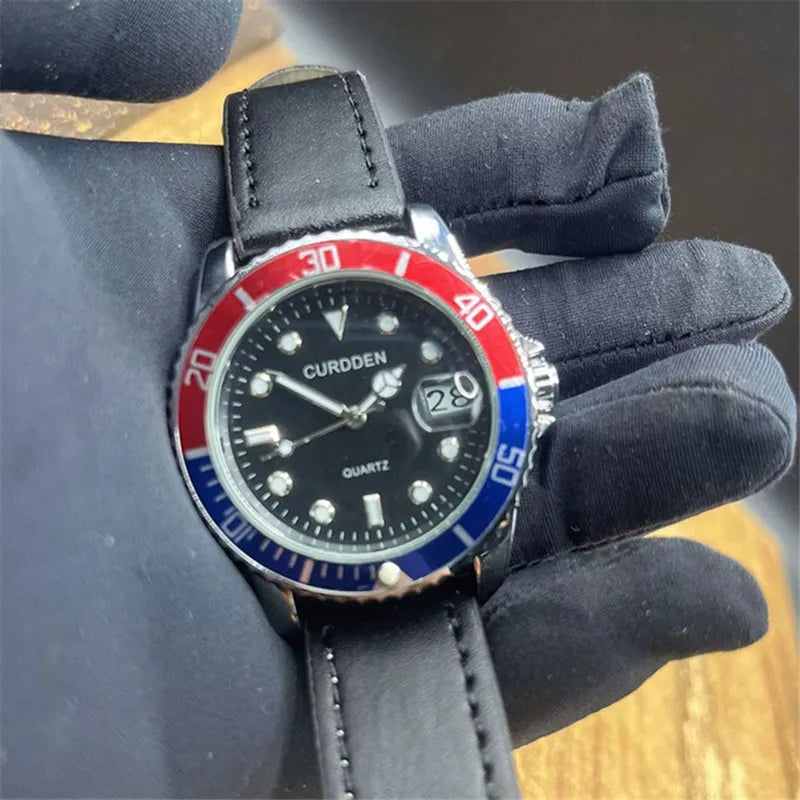 CURDDEN Men's Automatic Mechanical Watch - Vintage Black Leather Luxury Timepiece