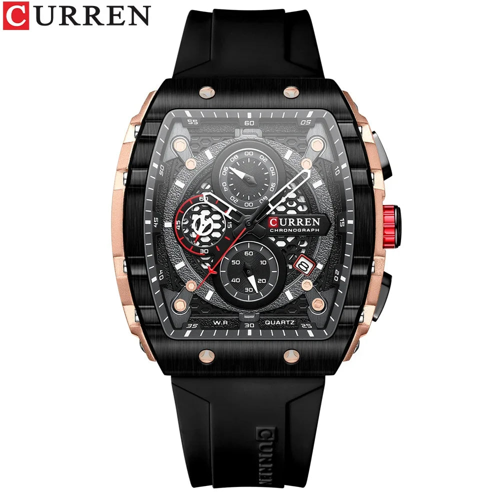 CURREN Men's Luxury Square Chronograph Watch - Waterproof Luminous Quartz