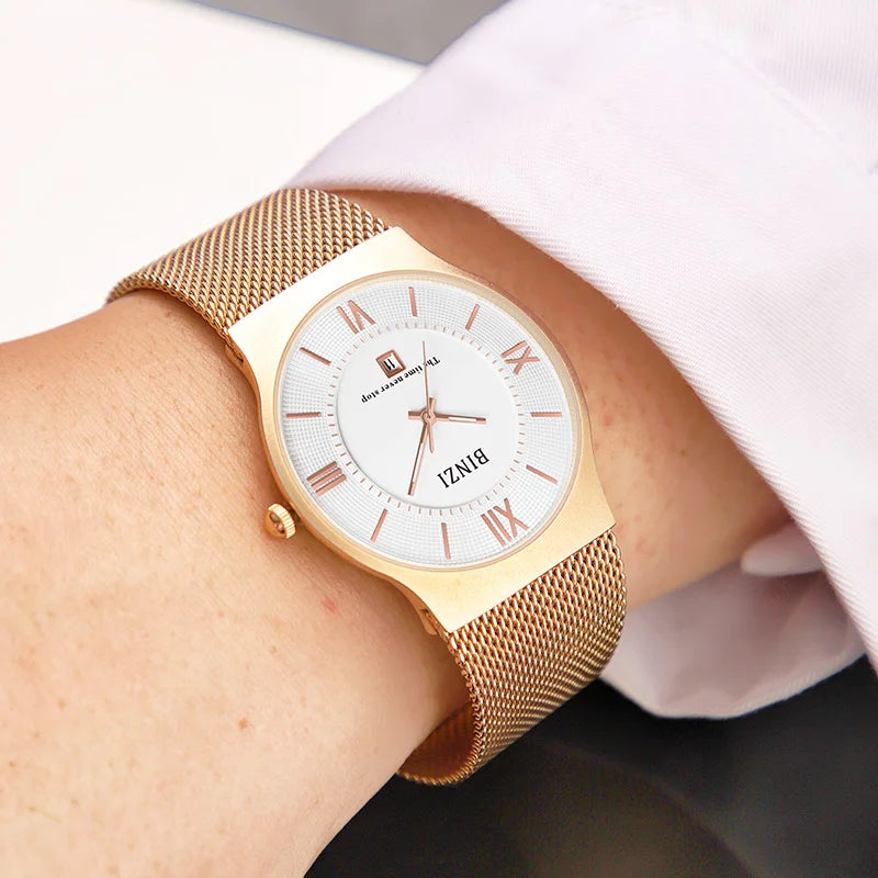 Top Brand Luxury Quartz Watch for Men Fashion Mens Watches Erkek Kol Saati Casual Slim Mesh Steel Waterproof Sports Watch