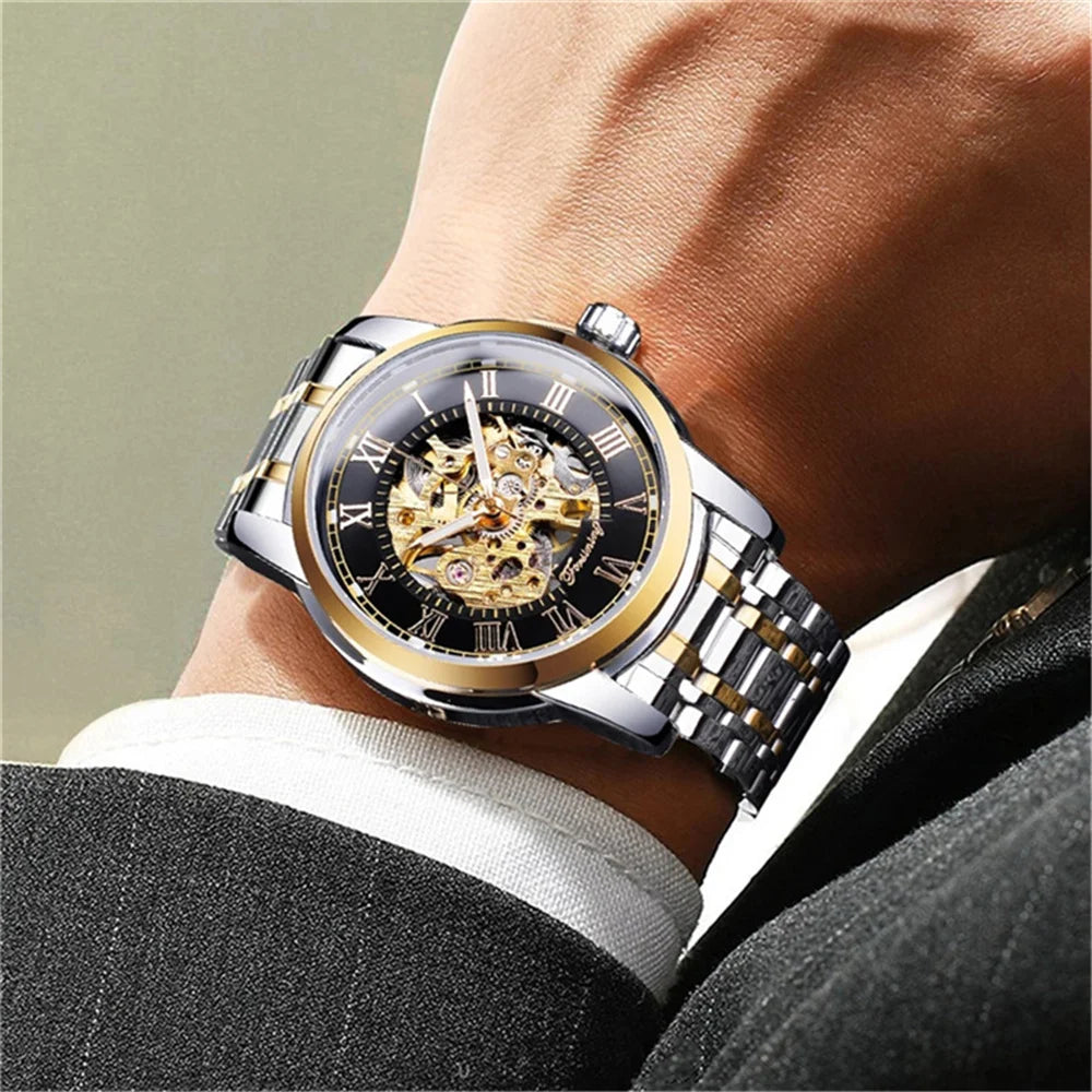 FORSINING 349 Premium Manual Mechanical Watch - Luxury Hollow Skeleton Business Timepiece