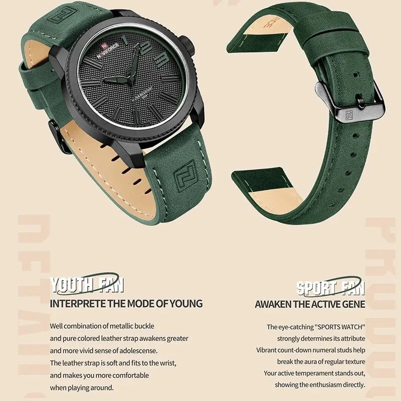 The Shockproof Ranger - Military Leather Sport Watch