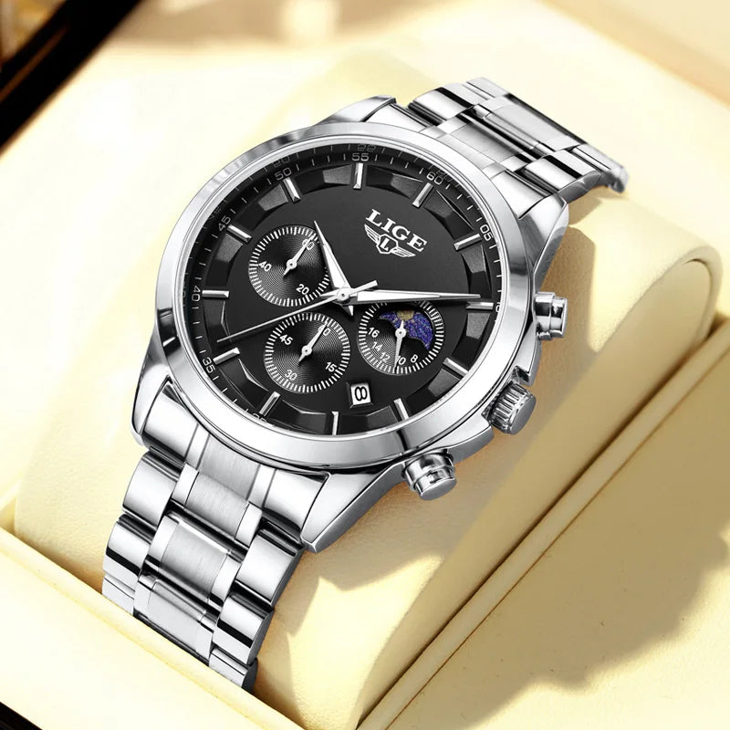 LIGE Gentleman's Elite - Luxury Chronograph Timepiece with Gift Presentation