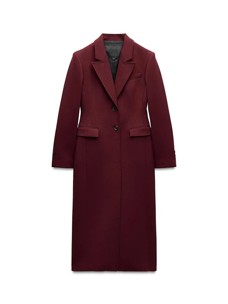 Long Waist Cinched Suit Coat Jacket V-Neck Commuter Minimalist Slim Fit Elegant Women Overcoat Top Professional Formal Spring