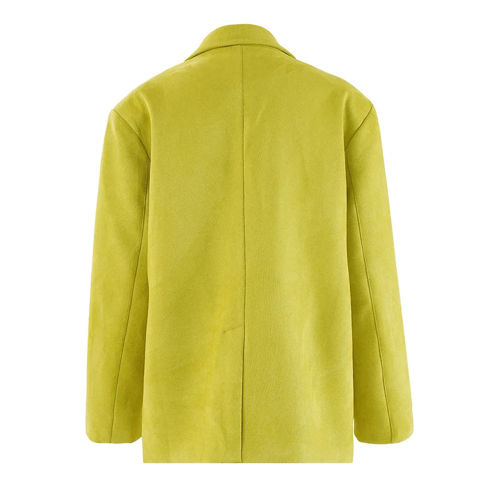 TWOTWINSTYLE Solid Patchwork Button Blazers For Women Lapel Long Sleeve Temperament Loose Coats Female Fashion Style Fashion New