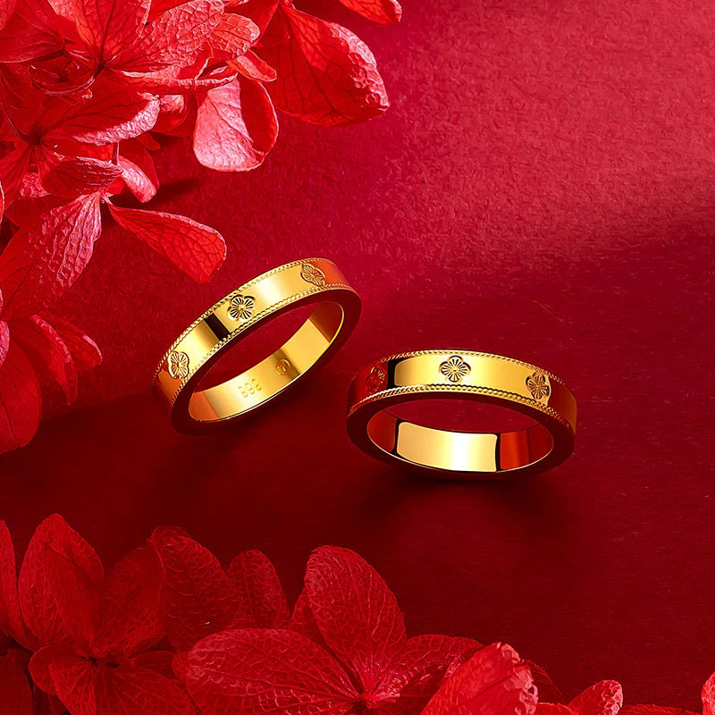 24K Crafted Four-Leaf Clover Lucky Ring