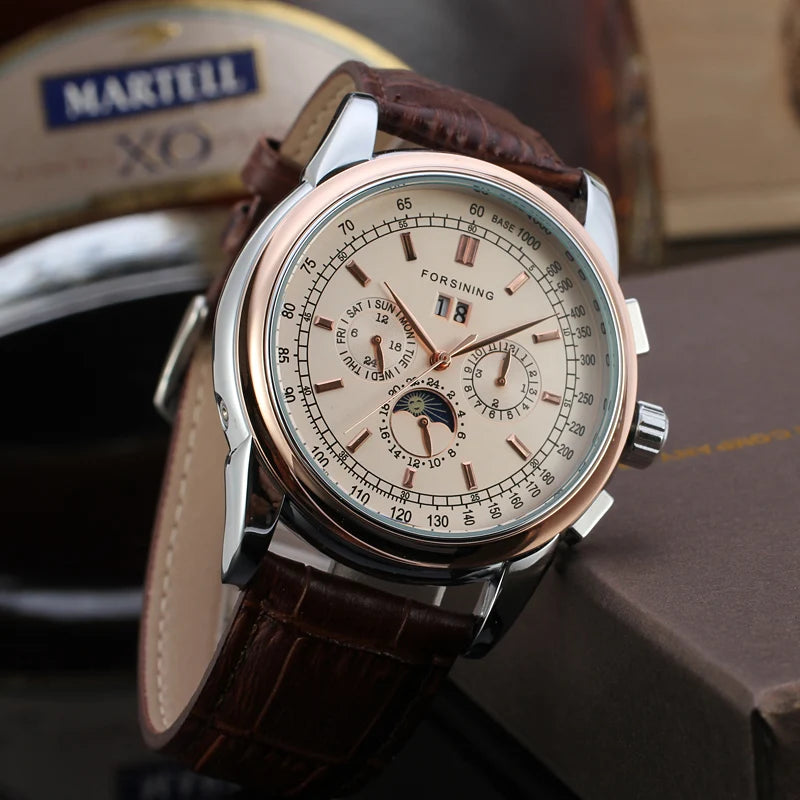 2024New Replica Moon Phase Multifunctional Automatic Man Watch Mechanical Waterproof Leather High-End Luxury Elegant Wrist Clock