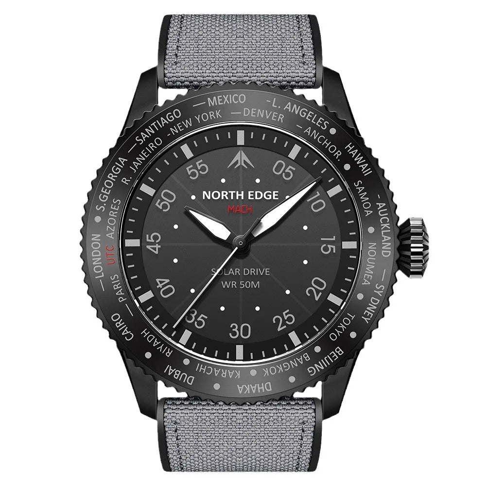 Outdoor Sports Electronic Watch Pointer Solar Charging Watch Luminous Waterproof Long Battery Life Light Driven Round Watch
