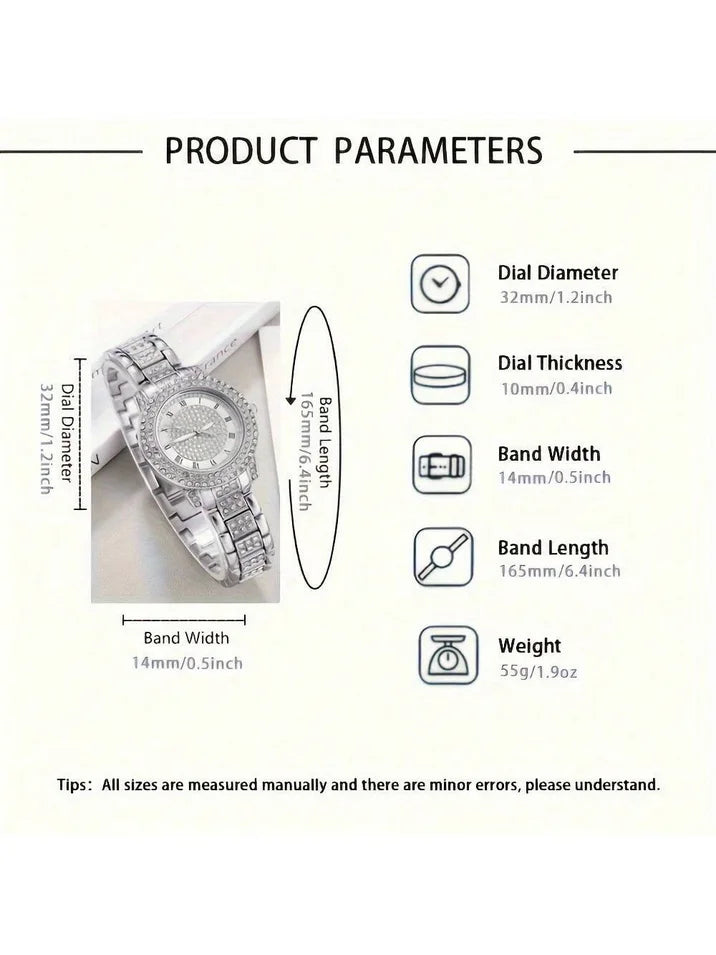 Women's Watches Fashion Original Quartz Wrist Watch for Ladies Roman Dial Dazzling Diamond Waterproof Luminous Luxury New