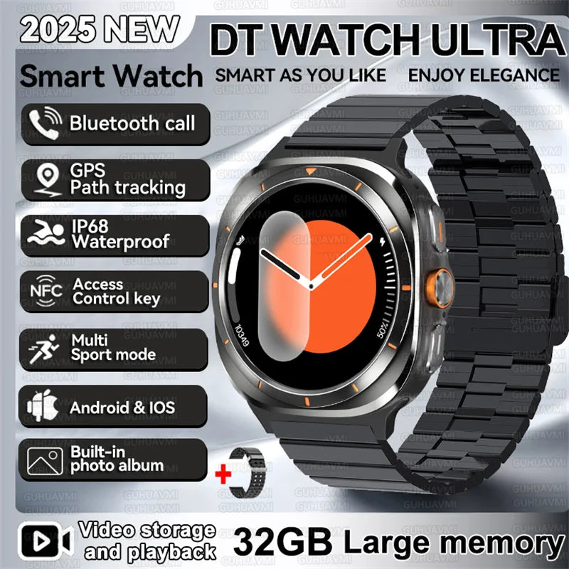 2025 New DT Watch UItra 7 32Gb Large memory AMOLED MP4 Video NFC Men Women HD Bluetooth Call Compass Fitness GPS Tracker Watch