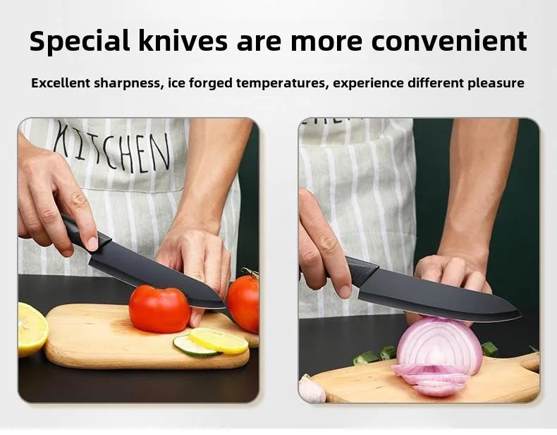 Kitchen Knife Set Chef Knife Black Steel Vegetable Knife Black Fruit Knife Household Kitchen Knife Black Blade