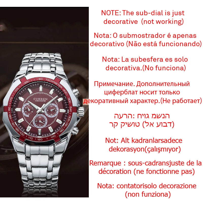 CURREN Men's Luxury Military Sport Watch - Full Steel Waterproof Quartz