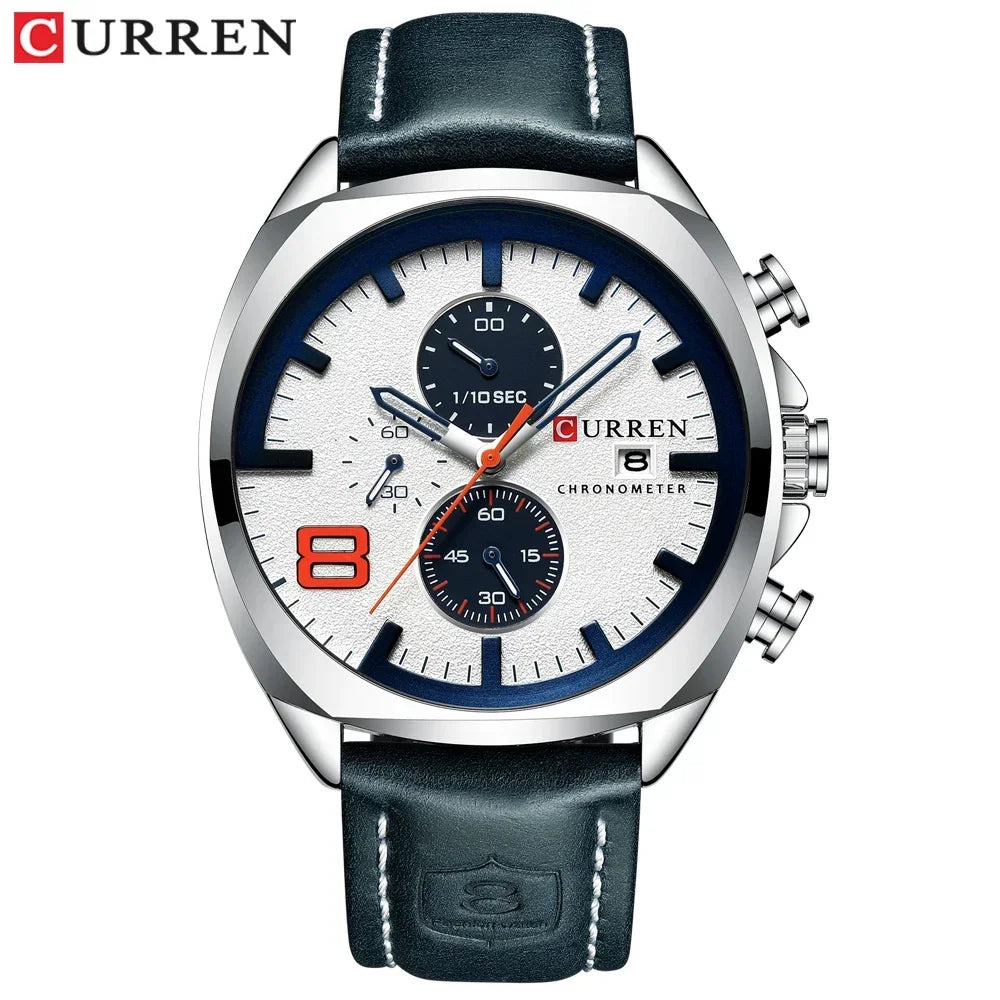CURREN 8324 Men's Waterproof Sports Watch - Luxury Leather Military Casual Timepiece