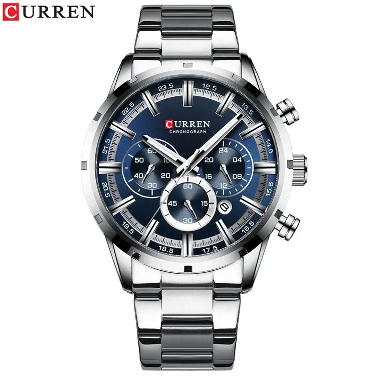 CURREN Men's Blue Dial Watch - Waterproof Stainless Steel Luxury Business Timepiece