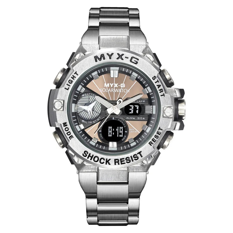 Solar Energy Watch for Men 53mm Endurance Light Kinetic Energy Timer Alarm Clock Rotating Windmill All Steel Men Watch Reloj
