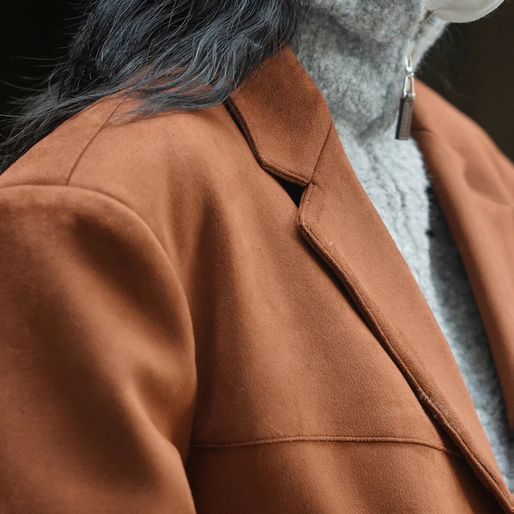 TWOTWINSTYLE Solid Patchwork Button Blazers For Women Lapel Long Sleeve Temperament Loose Coats Female Fashion Style Fashion New
