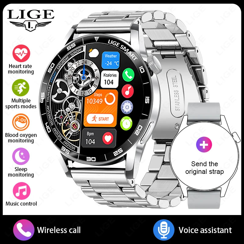 LIGE VoiceLink 2025 - Voice Calling HD Smartwatch IP68 Waterproof
