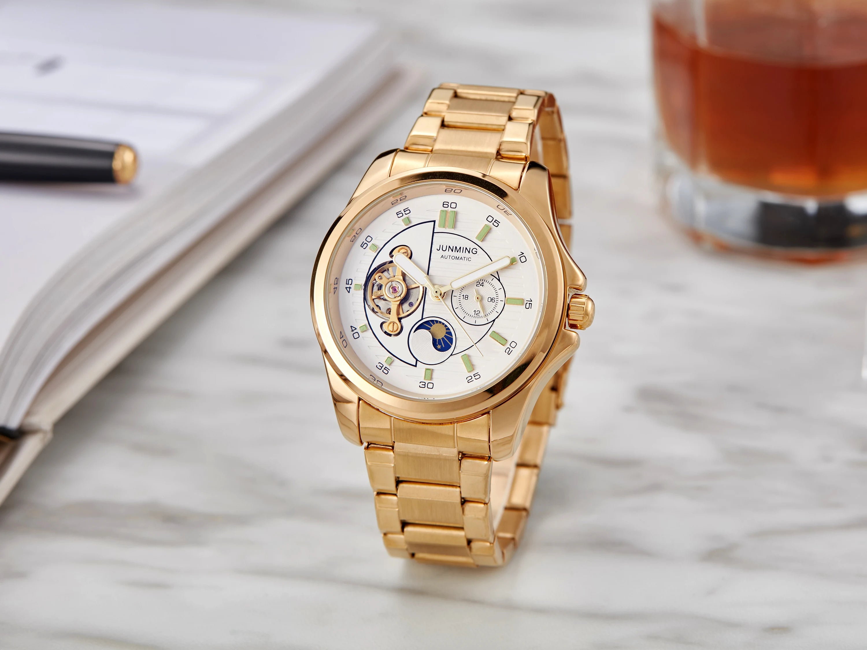 Skeleton Mechanical Watch Men's Top Brand Luxury Automatic Wristwatch Stainless Steel Band Sports Waterproof Male Reloj Gifts